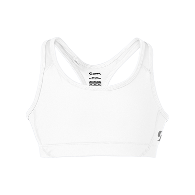 Soffe 1210G Girls Mid Impact Bra in White size XL | Polyester/Spandex Blend