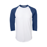 Soffe M209 Adult Classic Baseball Jersey T-Shirt in White/Navy Blue size Small | Cotton Polyester