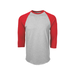 Soffe 210M Adult Classic Heathered Baseball Jersey T-Shirt in Oxford/Red size XL | Cotton Polyester