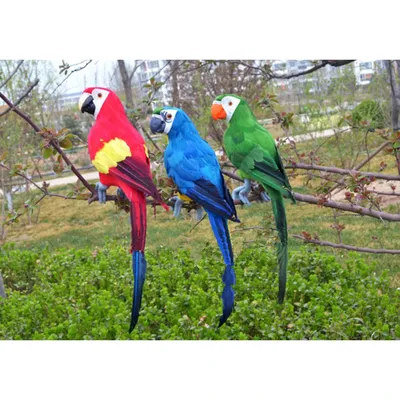 Grand décor de 45 CM Simulation de perroquets colorés ornement de jardin 3 couleurs
