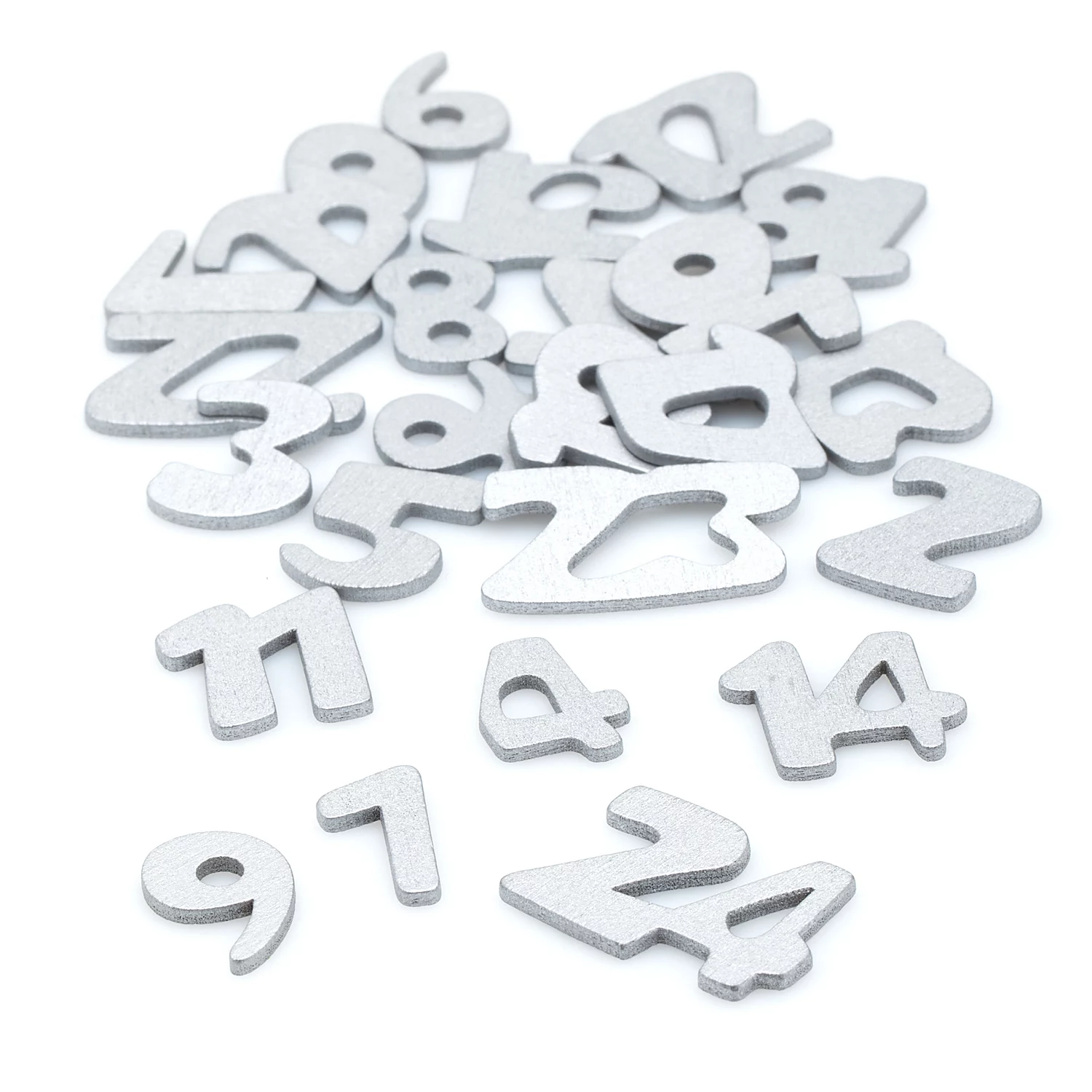 Adventskalenderzahlen aus Holz, silber, 2 cm
