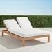 Calhoun Double Chaise with Cushions in Natural Teak - Rain Cobalt, Standard - Frontgate