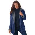 Plus Size Women's Hooded Jacket with Fleece Lining by Roaman's in Evening Blue (Size 2X) Rain Water Repellent