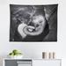 East Urban Home Ambesonne Animal Tapestry, Baby Seeking Comfort Against Mother Monochrome Art Portrait | 23 H x 28 W in | Wayfair