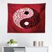 East Urban Home Ying Yang Tapestry, Abstract Graphic Design Yin Yang Circle Black & White Dots Pattern Cosmos & Energy | 23 H x 28 W in | Wayfair