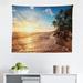 East Urban Home Ambesonne Tropical Tapestry, Palm Trees On Tropical Beach Sunrise Morning View Panoramic Nature Picture | 23 H x 28 W in | Wayfair