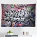 East Urban Home Ambesonne Brick Wall Tapestry, Graffiti Grunge Art Wall Several Creepy Underground City Urban Landscape Print | Wayfair