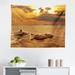 East Urban Home Ambesonne Sea Animals Tapestry, Dolphins At Sunset Water Splashes Aquatic Playful Animal Dusk Print | 23 H x 28 W in | Wayfair