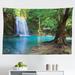 East Urban Home Woodland Tapestry, Waterfall Asia Thailand Jungle Tropic Plants Trees Tourist Attraction | 30 H x 45 W in | Wayfair