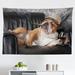 East Urban Home Ambesonne Bulldog Tapestry, Humorous Photo Of A Gentleman Dog Resting In Chair Drink Glass & Cigar | 30 H x 45 W in | Wayfair