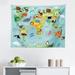 East Urban Home Wanderlust Tapestry, Animal Map Of The World For Cartoon Mountains Forests, Fabric Wall Hanging Decor For Bedroom Living Room Dorm | Wayfair