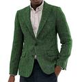 Men's Herringbone Jacket 1 Pieces Formal Lapel Notch Tweed Wool Tuxedos Blazer Slim Fit Coat Wedding Groomsmen Green 5XL