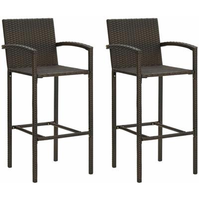 Barhocker 2 Stk. Braun Poly Rattan - Vidaxl Image