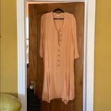 Free People Dresses | Free People Oversized Linen Midi Dress | Color: Orange | Size: Xs