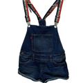 Levi's Bottoms | Levis Shortall Blue Bib Jean Shorts Overalls Denim | Color: Blue/Red | Size: 16g