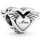 PANDORA Engelsflügel & Mum Charm aus Sterling Silber, Breite: 14,3mm, 799367C00