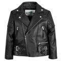 Kids Leather Biker Jacket Brando Motorcycle Quilted Boys/Girls Leather Jacket (38 = 12-13 Years) Black