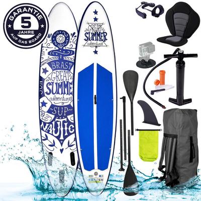Brast - sup Board Summer Aufblasbares Stand up Paddle Set 320x81x15cm Weiß incl. Fußschlaufe