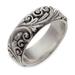 Floral Moon,'Sterling Silver Band Ring from Indonesia'