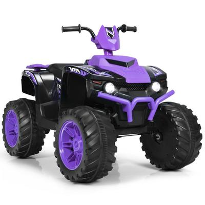 Costway 12V Kids Electric 4-Wheeler ATV Quad Ride On Car with LED Light-Purple