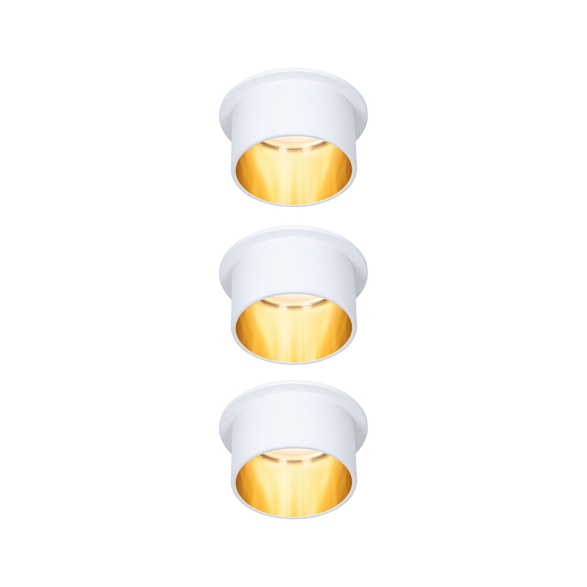 Paulmann LED Einbauleuchte 3-Step-Dim Gil Coin Basisset IP44 rund 68mm Coin 3x6W 3x470lm 230V dimmbar 2700K Weiß matt#Gold 93381 Image