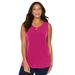Plus Size Women's Crisscross Timeless Tunic Tank by Catherines in Deep Tango Pink (Size 0XWP)