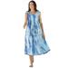 Plus Size Women's Sleeveless Pintuck Tie-Dye Dress by Woman Within in Evening Blue Tie Dye (Size 24 W)