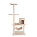 Beige Real Wood Cat Tree with Hammock and Round Condo, 59" H, 32.3 LBS, Tan