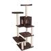 Brown Real Wood Cat Tree with Four Levels, Two Perches, Condo, 66" H, 45.2 LBS, Brown / Tan