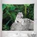 East Urban Home Ambesonne Safari Tapestry King Size, White Tiger Setting On Stone Tropic Plants Leaves Wild Jungle Majestic | Wayfair