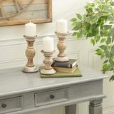3 Piece Wood Tabletop Candlestick Set in Brown Laurel Foundry Modern Farmhouse® | 10.5 H x 4.3 W x 4.35 D in | Wayfair
