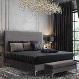 Mercer41 Fuette Textured Bed Upholstered/Velvet/Metal in Gray | 57.5 H x 59.1 W x 89.8 D in | Wayfair 4E4D670B70CC4637981914A8A1212605
