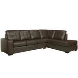 Brown Reclining Sectional - Latitude Run® Yeprad Top Grain Leather Tufted Sectional Sofa Right Facing, Maroon Red Genuine Leather | Wayfair