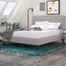Etta Avenue™ Teen Miriam Tufted Low Profile Platform Bed Upholstered/Polyester in Gray/Brown | 45.87 H x 87.4 D in | Wayfair