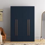 Union Rustic Kwentin Modern 2-Section Freestanding Wardrobe Armoire Closet Wood in Blue | 81.3 H x 55.2 W x 22.76 D in | Wayfair