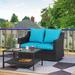 Lark Manor™ Amento 2 Piece PE Rattan Wicker Outdoor Patio Loveseat w/ Table Synthetic Wicker/All - Weather Wicker/Wicker/Rattan | Wayfair