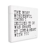 Stupell Industries Wonderful Thing to Share My Life by JAXN BLVD - Graphic Art Print Canvas | 24 H x 24 W x 1.5 D in | Wayfair ab-253_cn_24x24