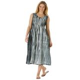 Plus Size Women's Sleeveless Pintuck Tie-Dye Dress by Woman Within in Black Tie Dye (Size 20 W)