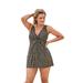 Plus Size Women's Twist-Front Swim Dress by Swim 365 in Gold Foil Dots (Size 22) Swimsuit Cover Up