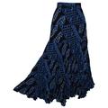 Cotton Breeze Ladies Maxi Boho Sequin Tiered Skirt with Internal Petticoat - Black & Blue