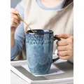 Tasse en céramique rétro européenne 600ml avec cuillère café créatif bureau thé verres cadeau