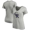 Women's Fanatics Branded Heathered Gray Colorado Rockies Core Official Logo V-Neck T-Shirt