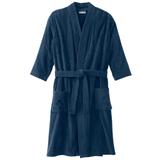 Men's Big & Tall Terry Velour Kimono Robe by KingSize in Navy (Size XL/2XL)