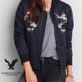 American Eagle Outfitters Jackets & Coats | American Eagle Zip Up Black Bomber Jacket Small | Color: Black/Pink | Size: Sp