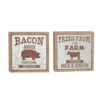 Juniper + Ivory Set of 2 18 In. x 18 In. Farmhouse Sign Wall Decor Grey Metal - Juniper + Ivory 59475