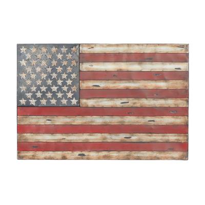 Juniper + Ivory 38 In. x 26 In. Vintage American Flag Wall Decor Red Metal - Juniper + Ivory 13965