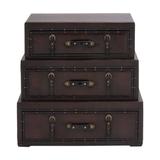 Juniper + Ivory 32 In. x 32 In. Traditional Chest Brown Faux Leather and Wood - Juniper + Ivory 55734