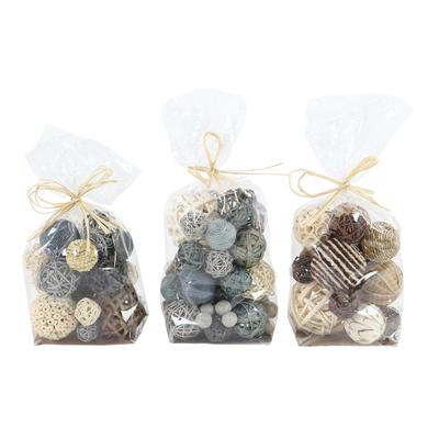 Juniper + Ivory Set of 3 6 In. x 11 In. Grey Country Orbs & Vase Filler Dried Flowers - Juniper + Ivory 50653