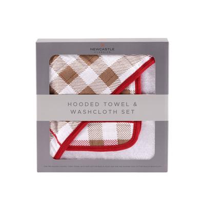 Plaid Cotton Hooded Towel and Washcloth Set - Newcastle Classics 447