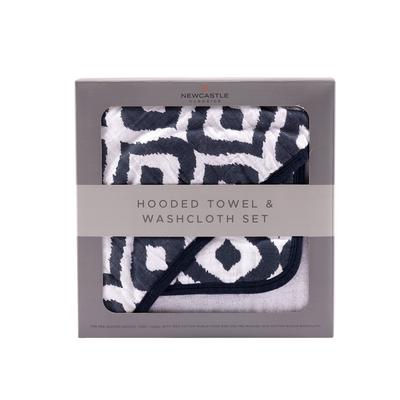 Moroccan Blue Cotton Hooded Towel and Washcloth Set - Newcastle Classics 660